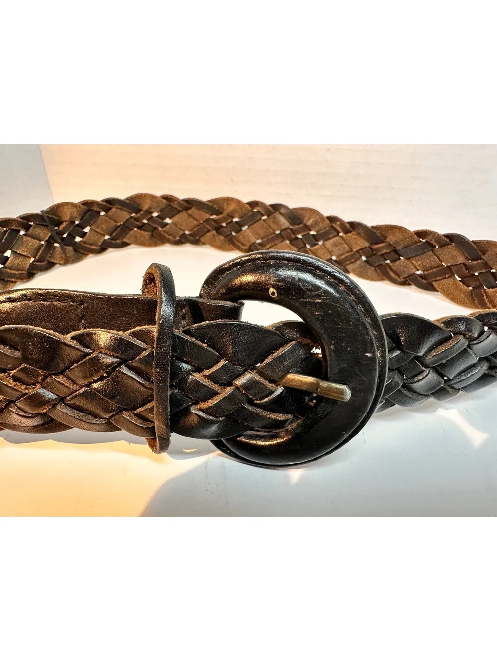 Vintage Omega Braided Black Leather Belt